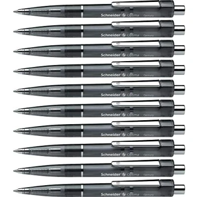 Abbildung von Schneider Optima Druckkugelschreiber (Strichstärke M, dokumentenecht) 10 Stück, schwarz transparent