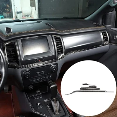 Abbildung von YANER Für Ford Ranger 2015, 2016, 2017, 2018, 2019, 2020, 2021, echte Kohlefaser, 3D Aufkleber, Mitteldekoration, Rahmenverkleidung, Innenausstattung, Autozubehör