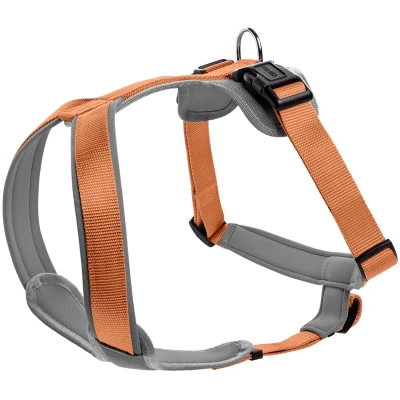 Abbildung von HUNTER Hundegeschirr NEOPREN, Farbe: Kupfer/grau, strapazierfähiges Nylon, mit weichem Neopren gepolstert, reflektierendes 3M Scotchlite Reflective Material, pflegeleicht, komfortabel, Größe: M/2