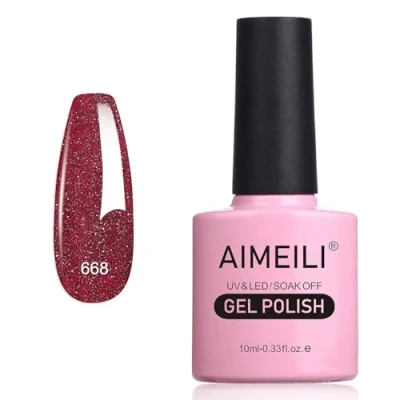 Abbildung von AIMEILI Glitzer Gel Nagellack UV LED Soak Off Mit Glitzerpartikel Sparkle Nail Polish Luminous 10ml 668