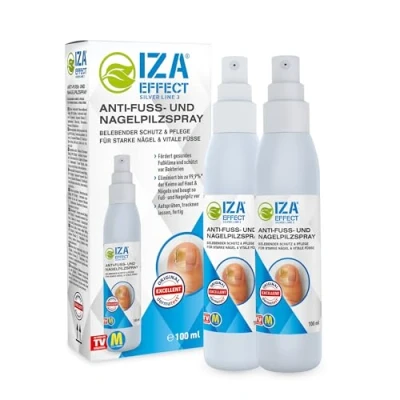 Abbildung von IZA Effect Fußpflege Spray Doppelpack unterstützt ein verbessertes Fußklima ohne Auswaschen Fußspray Fuß Behandlung Pflegt Haut &amp; Nägel