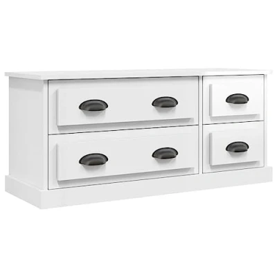 Abbildung von vidaXL TV Schrank, Fernsehtisch mit 4 Schubladen, Fernsehschrank Lowboard für Wohnzimmer Schlafzimmer, Board Sideboard, Hochglanz Weiß Holzwerkstoff