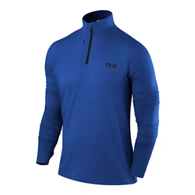 Abbildung von TCA Funktionsshirt Herren Langarm Fusion Pro Quickdry Langarmshirt atmungsaktiv Wandershirt Laufshirt mit Reißverschluss Outdoor Longsleeve Sport Pullover Blau, L