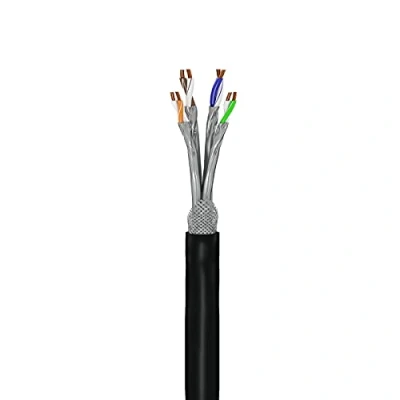 Abbildung von goobay 53867 Cat 7 Outdoor Netzwerkkabel, Verlegekabel, S/FTP (PiMF), OFC, 600 MHz, 2 fach geschirmt, AWG 23/1, PE Mantel, schwarz, 50m