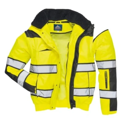 Abbildung von Portwest Klassische Warnschutz Pilotjacke, Größe: 4XL, Farbe: Gelb/Schwarz, C466YBR4XL