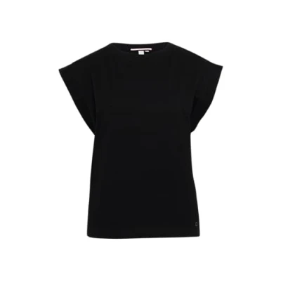 Abbildung von QS MIT Schulterdetail Tshirt basic, Damen, Größe: Medium, Schwarz
