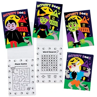 Abbildung von Baker Ross FE776 Halloween Mini Aktivitäten Bücher 12er Pack, Puzzles und Malen nach Zahlen für Kinder, Puzzle Partytüten oder kleine Kindergeschenke, Mittel
