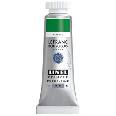 Abbildung von Lefranc &amp; Bourgeois 301203 Linel Gouache extrafeine und geschmeidige Wasserfarben mit maximaler Farbintensität, Leuchtkraft für streifenfreien Auftrag, 14ml Tube Wiesengrün
