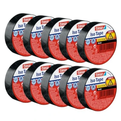 Abbildung von tesa Isolierband 10 x tesa® m : 15 mm schwarz (Packung, St., Isolierband) Gummidichtung selbstklebend &amp; energiesparend