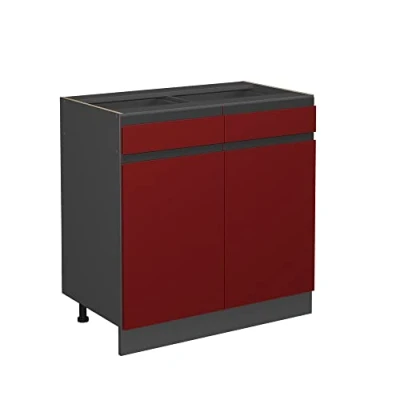 Abbildung von Vicco Küchenunterschrank R Line, Rot/Anthrazit, 80 cm J Shape, ohne Arbeitsplatte