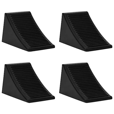 Abbildung von vidaXL 4X Unterlegkeil Unterlegkeile Bremskeile Anhängerkeile Anhänger Keile Hemmschuhe Radkeile Bremskeil Sicherheitskeil 16x9x9cm Gummi