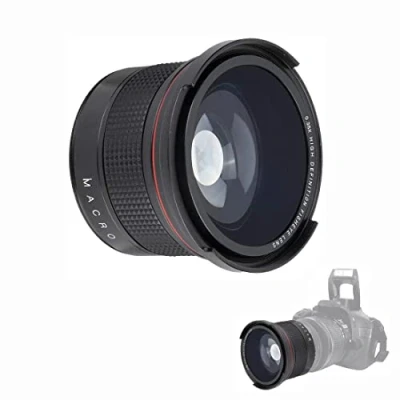 Abbildung von Fisheye Objektiv, 58 mm 0,35 faches Superweitwinkelobjektiv für SLR DSLR Kamera Schwarz