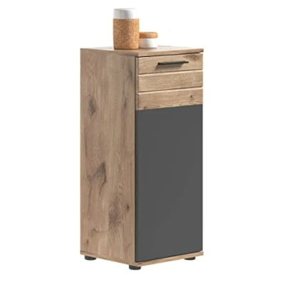 Abbildung von xonox.home X12B8701 Mason Standschrank Bad Grau, Badezimmerschrank Kommode 37 x 87 34 cm
