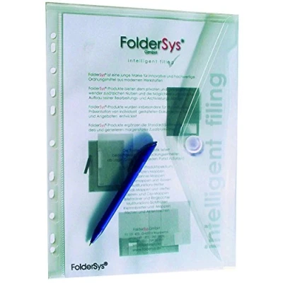 Abbildung von FolderSys Sichttaschen/Umschlag A4 hoch 100er Pack, Abheftrand, Klett, farblos