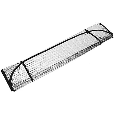 Abbildung von Sonnenschutz für das Auto, faltbar, Sonnenschutz, universal, mit 2 Saugnäpfen, Gurten (130 x 60 cm)