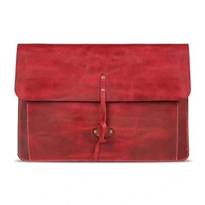 Abbildung von Londo Real Grain Leather MacBook Pro Case with Front Pocket &amp; Flap Closure (Rot, 13 Zoll), OTTO502