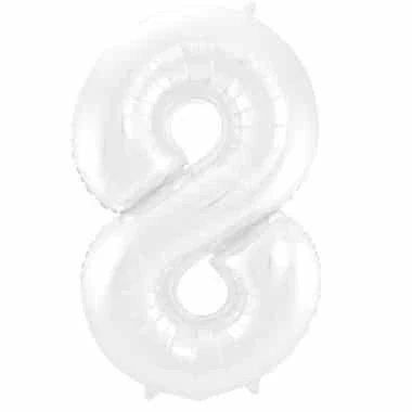 Abbildung von Folie Balloon Nummer 8 Matt White Metallic 86 cm