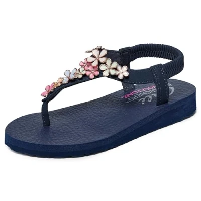 Abbildung von Skechers Meditation Zehentrenner, Damen, Größe: 39, Navy mitobuck/ rhinestone trim Schuhe