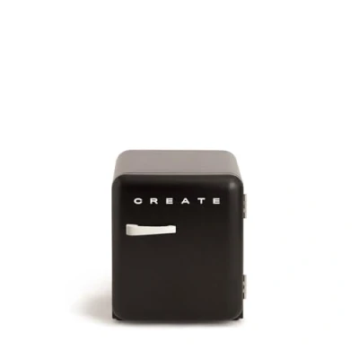 Abbildung von CREATE / Retro FRIDGE 50 OFF WHITE/Kühlschrank in Schwarz, Griff Cremeweiß 85W, Minibar, eine Regalfläche, Design, 50cm, zwei Ablagen, 48L Fassungsvermögen, energiesparend, 50x44x49,8cm