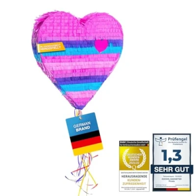 Abbildung von Pinata Party Dekoration zum Befüllen mit Süßigkeiten für Kinder Geburtstag Hochzeit Feier (Herz)