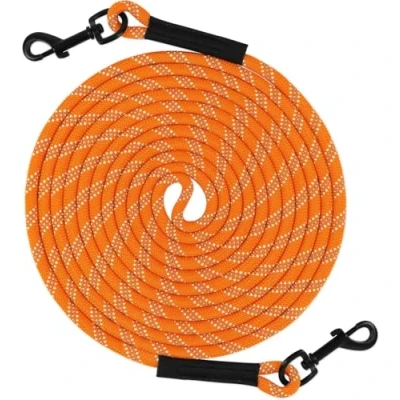 Abbildung von Taglory Schleppleine 15m für Hunde Reflektierendes Seil Doppelter Haken 8mm Orange
