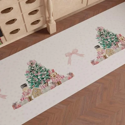 Abbildung von PETTI Artigiani Italiani Teppich für Küche, Weihnachten, Läufer rutschfest und waschbar, 52 x 180 cm, Design Soldatini Rosa 100% Made in Italy