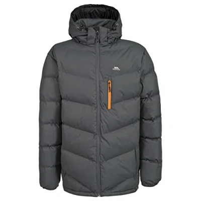 Abbildung von Trespass Herren Blustery Warme Gepolsterte wasserdichte Regenjacke Mit Abnehmbarer Kapuze, Ash, L