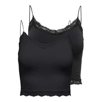 Abbildung von ONLY Onlvicky CROP 2 PACK Unterhemd/shirt black, Damen, Größe: S/M, Black