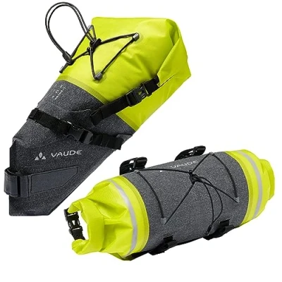 Abbildung von wetterladen de wasserdichte Fahrradtaschen im Set Trailsaddle Compact + Trailfront fürs Bikepacking (Bright Green/Black)