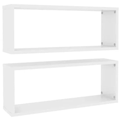 Abbildung von vidaXL 2X Würfelregal Wandregal Hängeregal Cube Lounge CD Regal Dekoregal Bücherregal Schweberegal Wandboard Regalwürfel Hochglanz Weiß 60x15x23cm Holzwerkstoff