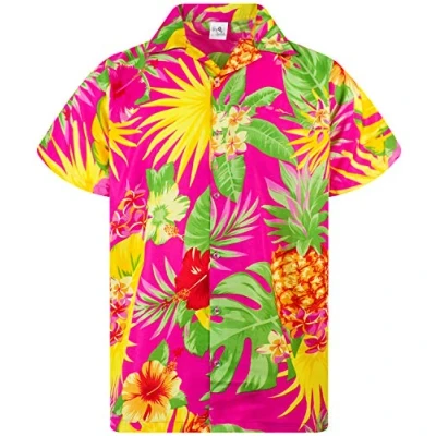Abbildung von King Kameha Funky Hawaii Hemd, Herren, Kurzarm, Pineapple, Pink, 4XL