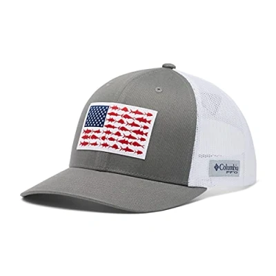 Abbildung von Columbia PFG Herren Snapback Ballkappe, atmungsaktiv, verstellbar, Titan/Weiß
