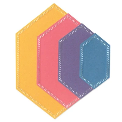 Abbildung von Sizzix Framelits Stanzschablonen Set mit genähten Sechsecken, von Stacey Park, Grau 6