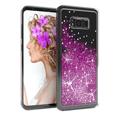 Abbildung von EAZY CASE Hülle kompatibel mit Samsung Galaxy S8 Plus Schutzhülle Flüssig Glitzer, Handyhülle, Schutzhülle, Back Cover Glitter Flüssigkeit, aus TPU/Silikon, Transparent/Durchsichtig, Lila