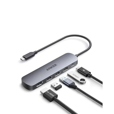 Abbildung von Anker USB C Hub (5 in 1), 4K@30Hz HDMI mit 100W Max. Power Delivery, und A Daten Ports, kompakt stylisch für MacBook, Dell XPS mehr (Ladegerät Nicht enthalten)