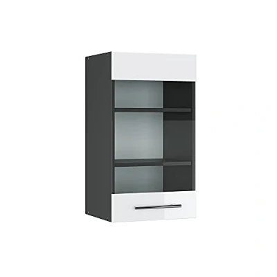 Abbildung von Vicco Glashängeschrank Fame Line, Weiß Hochglanz/Anthrazit, 40 cm