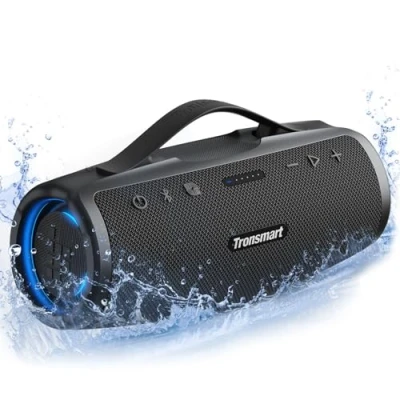 Abbildung von Tronsmart Tragbarer Außenlautsprecher Mirtune S100, anpassbarer EQ, 50 W Bluetooth Lautsprecher SUPPORT APP (50 W, 20 Stunden Spielzeit, IPX7 wasserdicht, einziehbarer Griff)