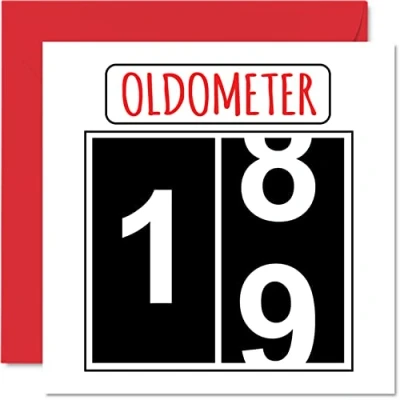 Abbildung von Stuff4 Lustige Karten zum 19. Geburtstag für Männer und Frauen Oldometer Glückwunschkarte Sohn, Tochter, Bruder, Schwester, Enkel, Enkelin, 145mm Grußkarten