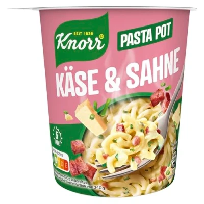 Abbildung von Knorr Pasta Snack Pot Käse &amp; Sahne leckere kleine Mahlzeit fertig in nur 5 Minuten 8x 63 g