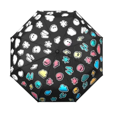 Abbildung von Suck UK Regenschirm mit Farbwechsel, Wettermuster, Regenbogen für Kinder, kompakter Regenschirm, winddicht, stark und faltbar, cooler Kinderschirm, Reise Schwarz, S