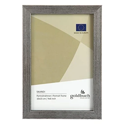 Abbildung von goldbuch Bilderrahmen Skandi 10x15 cm, Einzelrahmen aus Echt Holz, Portraitrahmen zum Stellen, Holzrahmen mit Wandhalterung, Foto Rahmen, Frame Silber