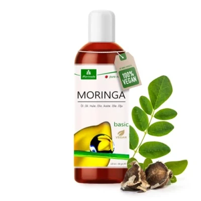 Abbildung von MoriVeda® Moringa Öl Basic 100ml von MoriVeda, gepresst aus Oleifera Samen und Schoten, für Hautpflege, Haarpflege, Wundpflege, Anti Aging Behenöl (1x100ml)