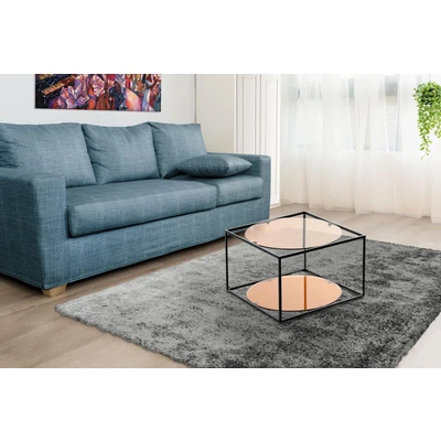 Abbildung von Kayoom Beistelltisch &quot;Cody&quot;, moderne Kubusform mit runden Ablageflächen aus Glas