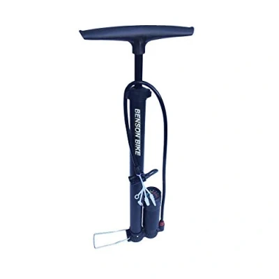 Abbildung von Fahrradpumpe mit Manometer Schwarz alle Ventile