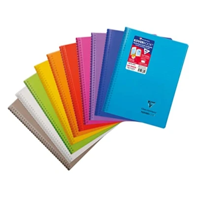 Abbildung von Clairefontaine 376801C Collegeblock Koverbook mit Spiralbindung (Liniert Rand, 80 Blatt, DIN A4+) 1 Stück farbig sortiert