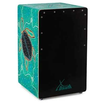 Abbildung von XDrum Cajon Handbemalte Designer mit Dot Art Schildkröten &quot;Turtle&quot;, Bass Port &amp; Snare Teppich 20 Spiralen
