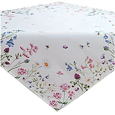 Abbildung von Raebel OHG Apolda Tischdecke für den Sommer, pflegeleicht, Weiß, vorgeblümt, Biene, Mehrfarbig, Frühling, Polyester, Gedecktes Bunt, 110 x cm