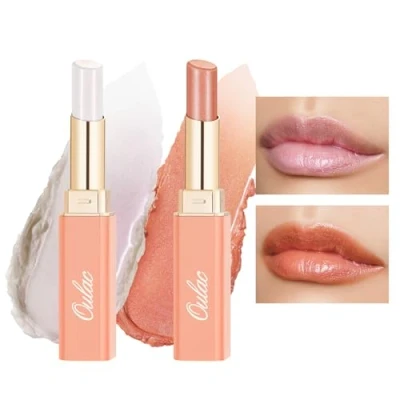 Abbildung von Oulac 2 in1 Lippenstift und Lip Balm, Saftiger Glänzender lippenpflege Lippenstift,Geschmeidige Hydratisierte Lippen, Glänzendes Finish für trockene, rissige, spröde Vegan