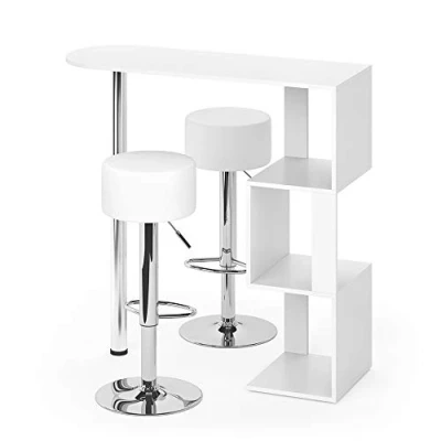 Abbildung von Vicco Bartisch Vincent, Weiß, 113 x 40 cm mit 2 Barhockern