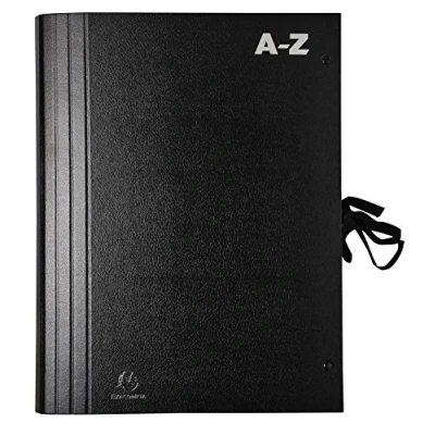 Abbildung von Exacompta 61550B Premium Fächermappe mit Kordelverschluss, 20 Fächer (A Z), hohe Kapazität, DIN A4, stabiler Einband schwarz, ideal zur Aufbewahrung und Transport Ihrer Dokumente